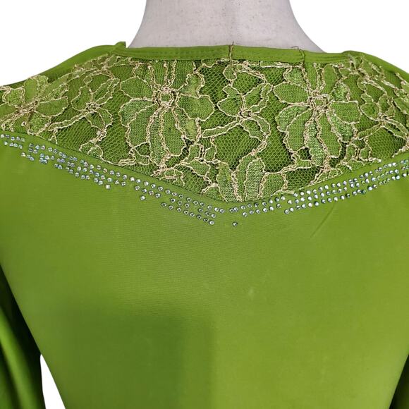 Vintage Domi Collection Green Rhinestone Top - Size Small - Picture 5 of 8